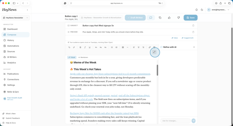 HeyNews Is Live: An Editorial AI That Learns Your Newsletter Voice from Your Archive