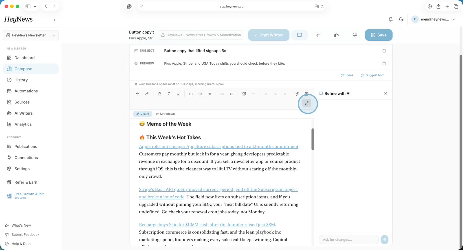 HeyNews Is Live: An Editorial AI That Learns Your Newsletter Voice from Your Archive